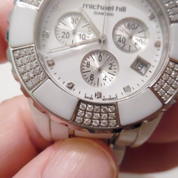 Michael Hill Watch 3/4 CTW DIAMONDS CERAMIC - Picture 6 of 7
